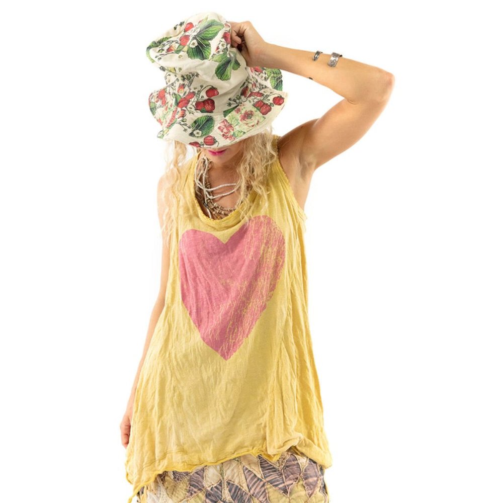 Magnolia Pearl I Love You So Much Heart Paz MARIGOLD Tank Top Cotton 280 New - Picture 2 of 4